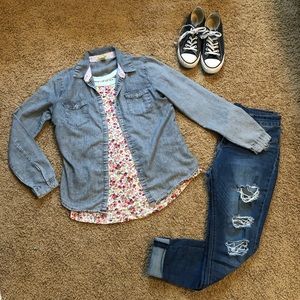Heather Gray Button-Up Layering Top